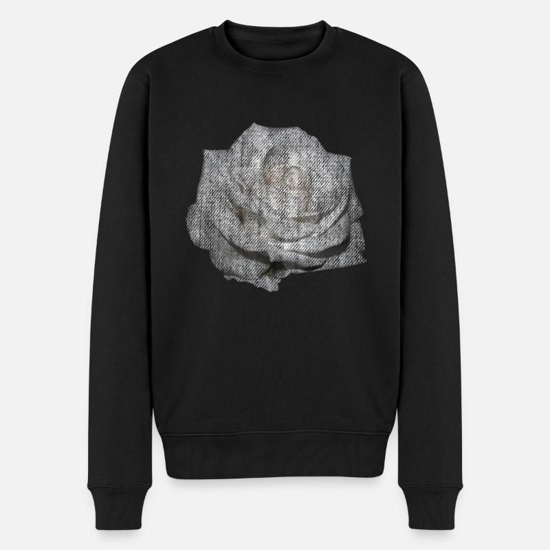 FLEUR Rose Blanche - Pull Premium bio Homme - noir