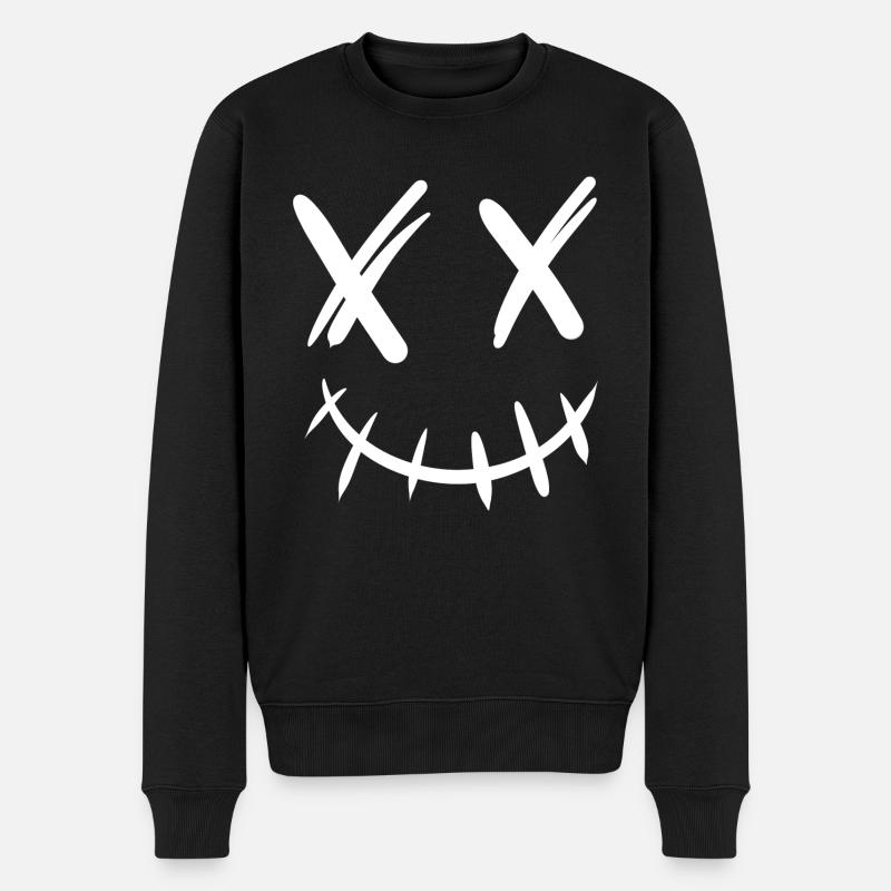 Grinsender Smile - Männer Premium Bio Pullover - Schwarz