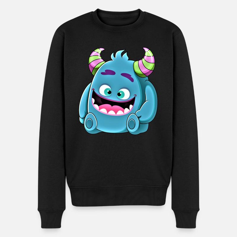 Kleines süßes witziges Monster Nr.8 - Männer Premium Bio Pullover - Schwarz