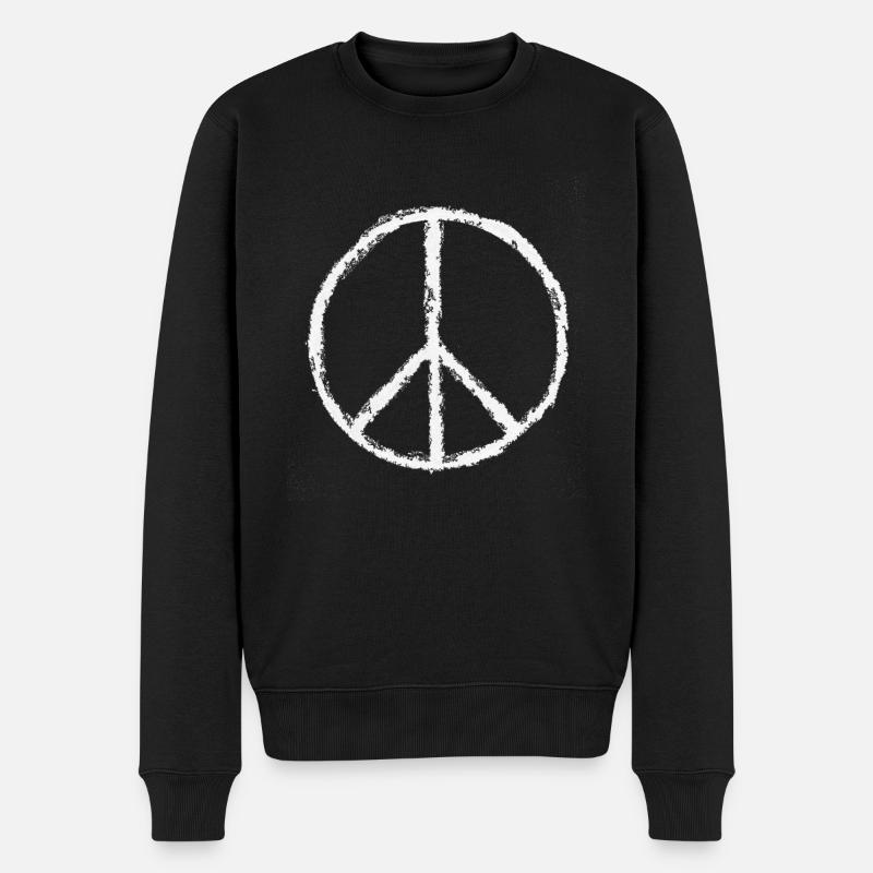 peace print white - Männer Premium Bio Pullover - Schwarz