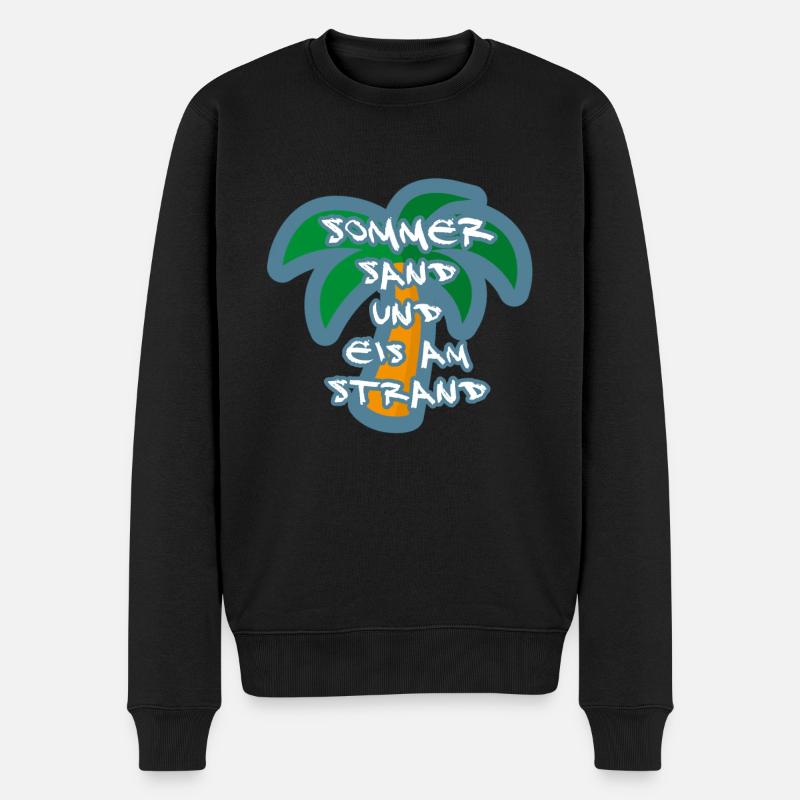 Sommer Sand Strand Palme - Männer Premium Bio Pullover - Schwarz