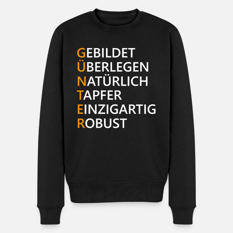 Günter Name Geschenk - Männer Premium Bio Pullover - Schwarz