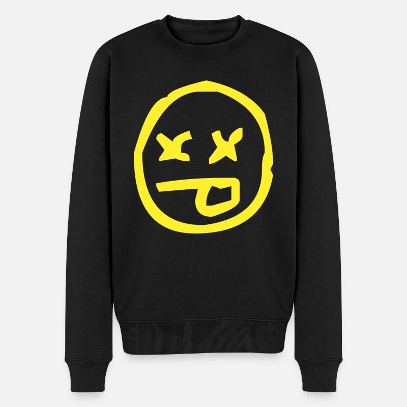 Das Gesicht im Humor - Männer Premium Bio Pullover - Schwarz