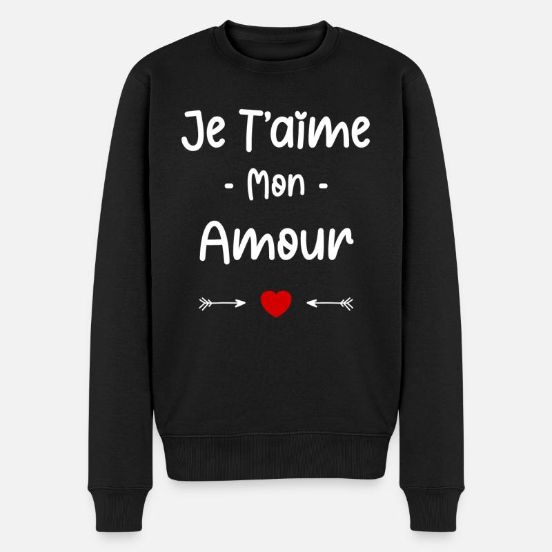 je t'aime mon Amour - Pull Premium bio Homme - noir