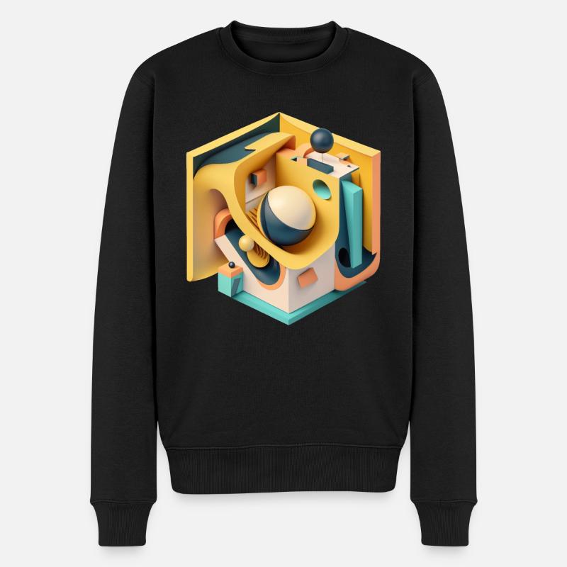 3D - Männer Premium Bio Pullover - Schwarz