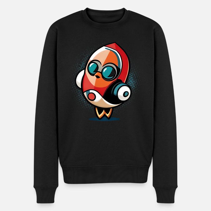 Kleine Cartoon-Rakete - Männer Premium Bio Pullover - Schwarz