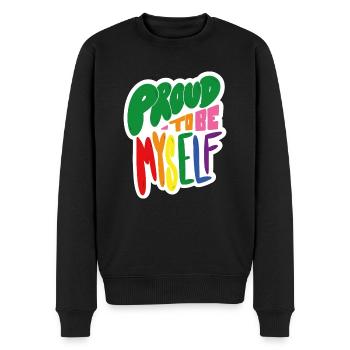 Proud to be myself - weiss - Männer Premium Bio Pullover - Schwarz - Vorne - Nico (187cm)