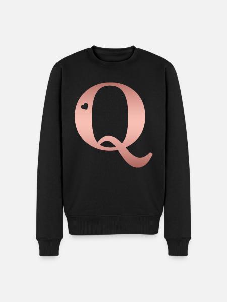 Buchstabe Q roségold - Männer Premium Bio Pullover - Schwarz