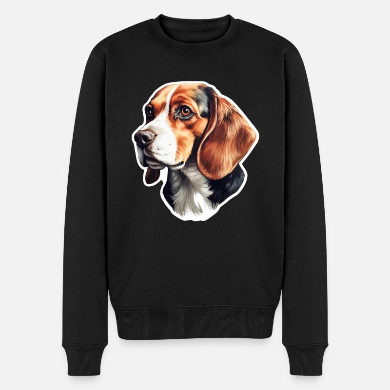Beagle Kopf Seitenansicht - Männer Premium Bio Pullover - Schwarz