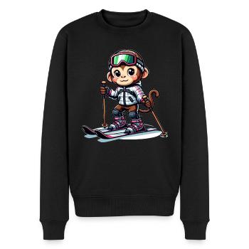 Cute Skier Monkey - Männer Premium Bio Pullover - Schwarz - Vorne - Nico (187cm)