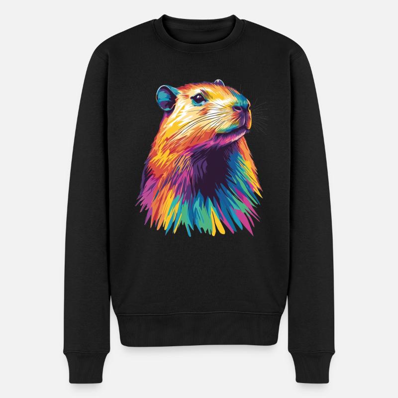 Capybara - Männer Premium Bio Pullover - Schwarz
