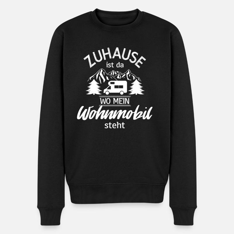 Zuhause ist da wo mein Wohnmobil steht, weiss - Männer Premium Bio Pullover - Schwarz