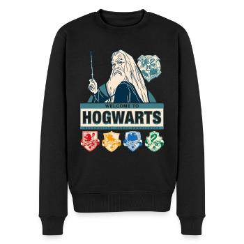 Harry Potter Willkommen In Hogwarts Dumbledore - Männer Premium Bio Pullover - Schwarz - Vorne - Nico (187cm)