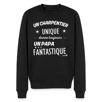 Un charpentier unique donne un papa fanstastique - Pull Premium bio Homme - noir - Devant - Nico (187cm)