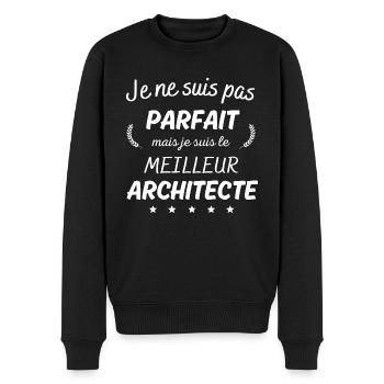 Je suis pas parfait le meilleur architecte - Pull Premium bio Homme - noir - Devant - Nico (187cm)