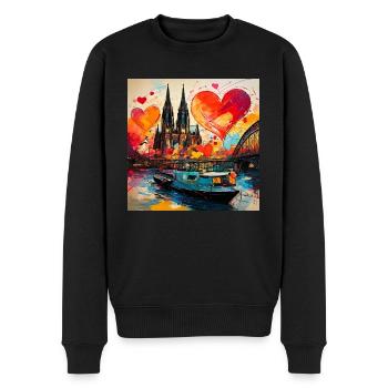 kölner dom,dom,koeln,herzen,malerei,herzen - Männer Premium Bio Pullover - Schwarz - Vorne - Nico (187cm)