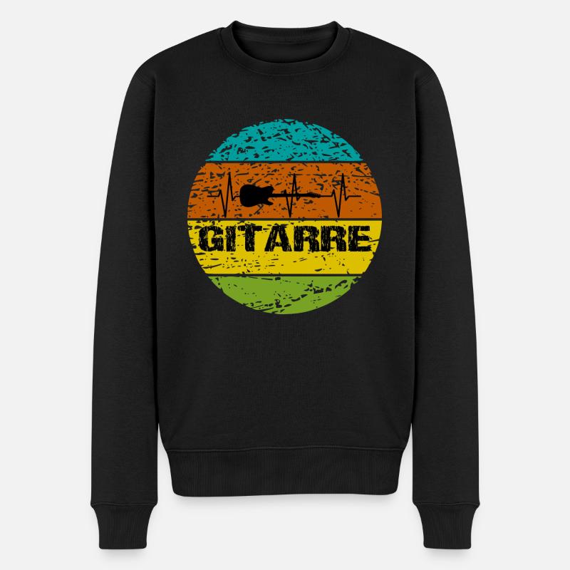 Gitarre - Männer Premium Bio Pullover - Schwarz