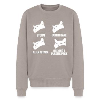 Cat - selective perception - saying - Men's Premium Organic Jumper - taupe - Front - Nico (187cm)