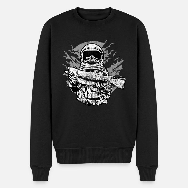 ANGLER AUSTRONAUT - Fischer Astronauten Geschenk - Männer Premium Bio Pullover - Schwarz