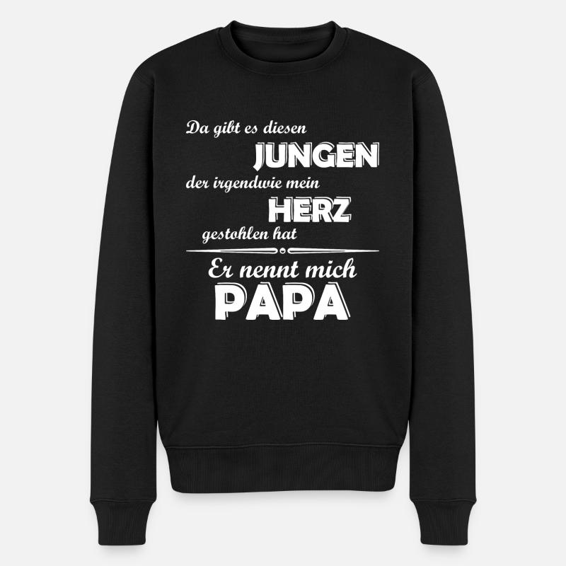 Ich liebe meinen Sohn - Papa - Männer Premium Bio Pullover - Schwarz