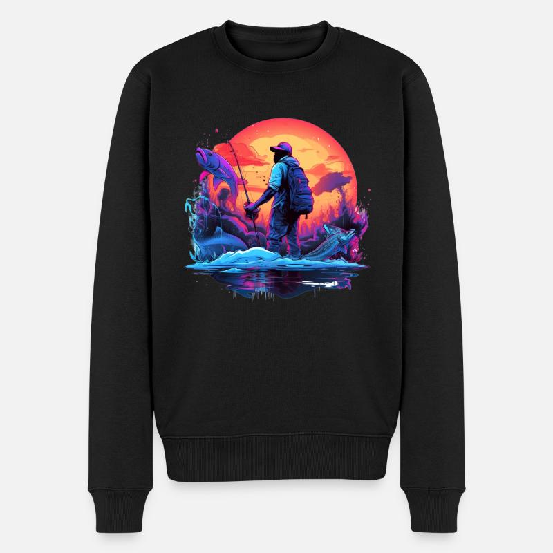 Angler Sunset Neon Style - Pull Premium bio Homme - noir