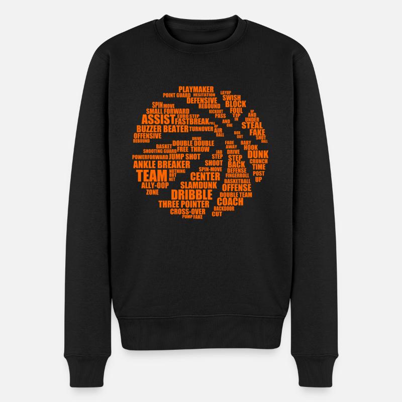 basketball wordcloud - Männer Premium Bio Pullover - Schwarz