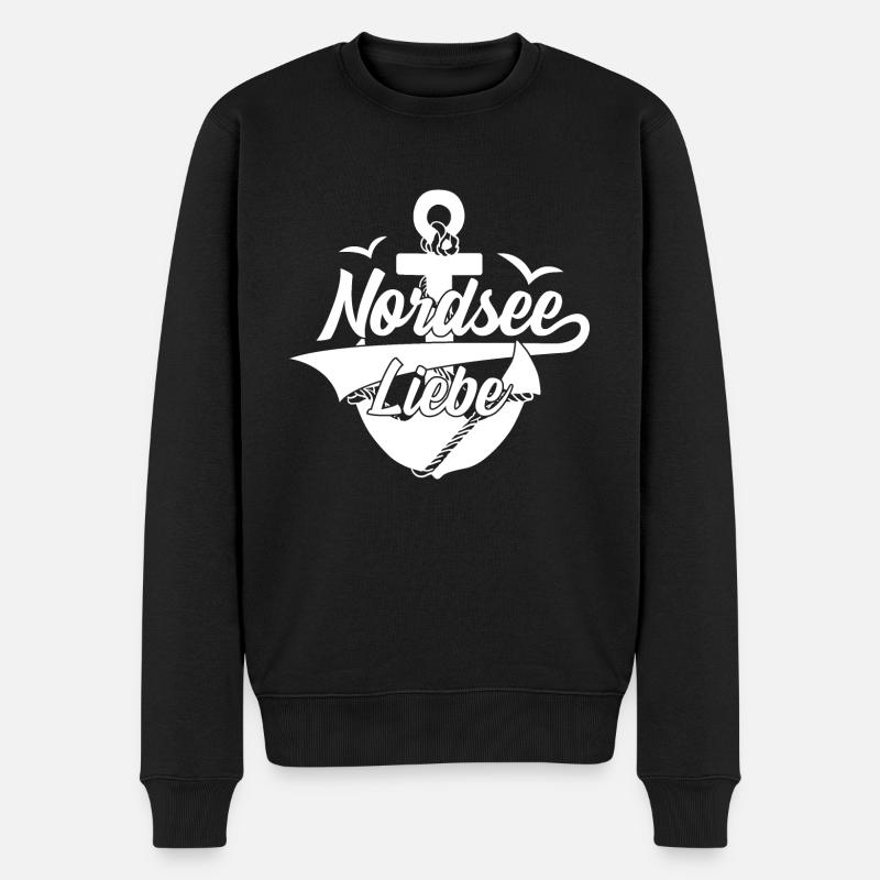 NORDSEE LIEBE URLAUB NORDSEEKÜSTE - Männer Premium Bio Pullover - Schwarz