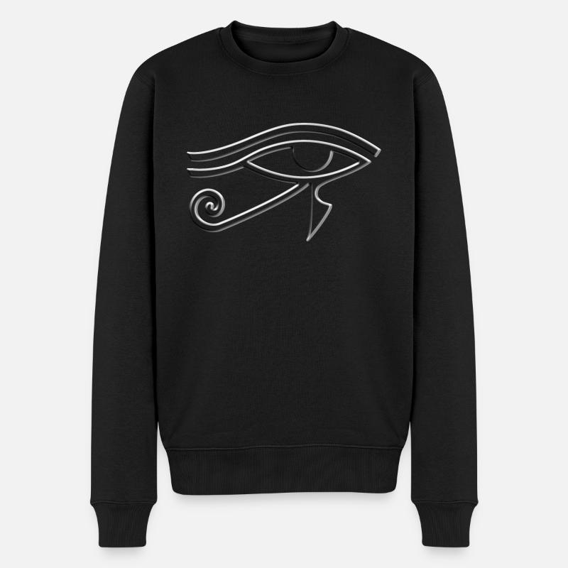 Horusauge (Auge des Horus) Symbol Weiß 3D Effekt - Männer Premium Bio Pullover - Schwarz