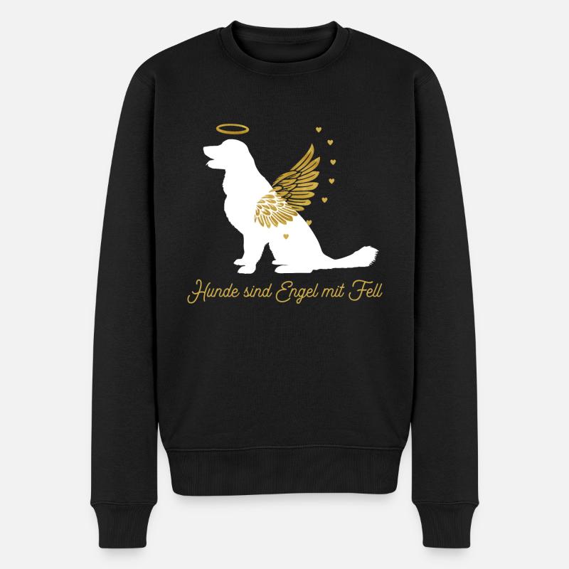 Hunde sind Engel mit Fell Golden Retriever - Männer Premium Bio Pullover - Schwarz
