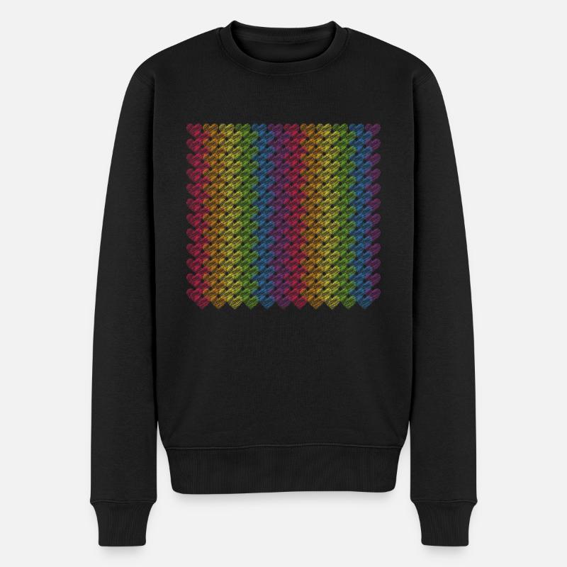 Pride Herzen Regenbogenfahne Regenbogen - Männer Premium Bio Pullover - Schwarz