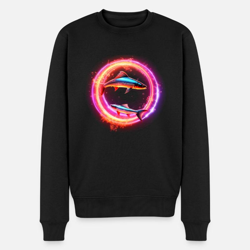 Anneau Néon Hypno Poissons - Pull Premium bio Homme - noir