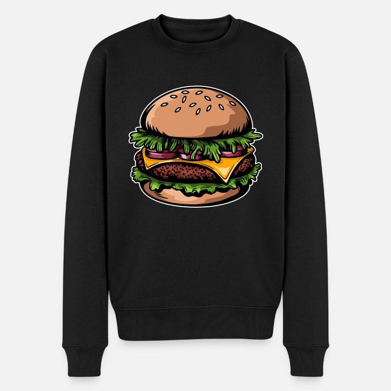 Burgers - restauration rapide - délicieux - Pull Premium bio Homme - noir