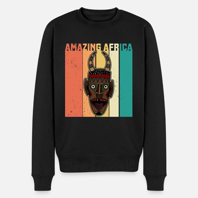 Masque Afrique Histoire afro africaine - Pull Premium bio Homme - noir