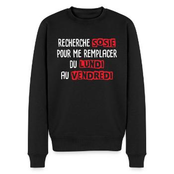 Recherche sosie du lundi au vendredi - Pull Premium bio Homme - noir - Devant - Nico (187cm)