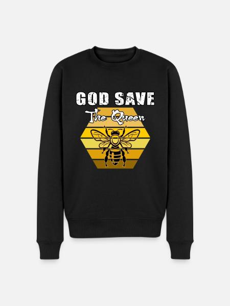 Beekeeper Queen Bee "god save the queen"retro honeycomb - Men's Premium Organic Jumper - black