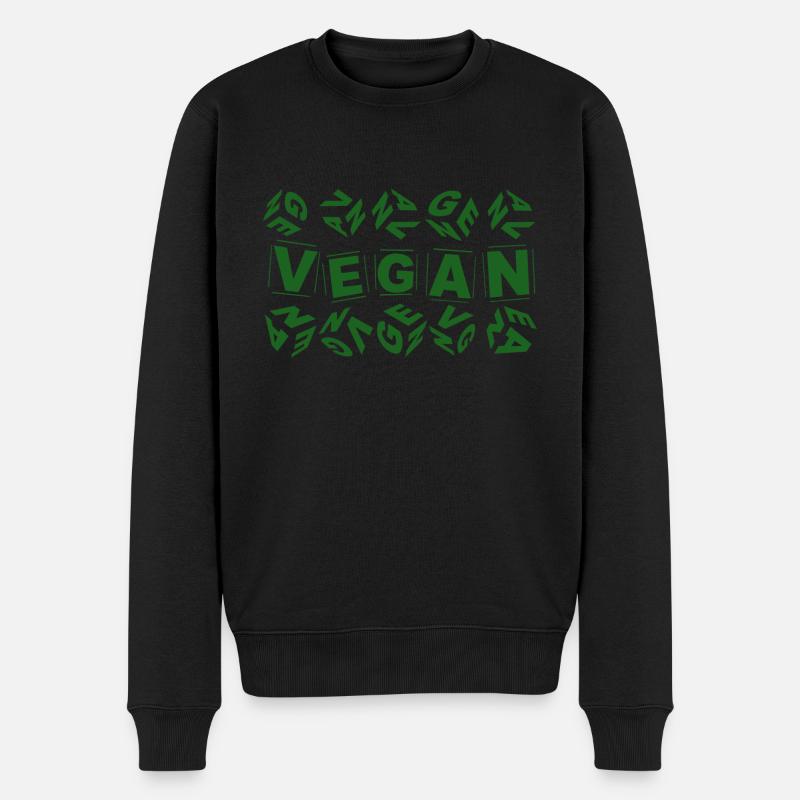 vegan grün Würfel-Block - Männer Premium Bio Pullover - Schwarz