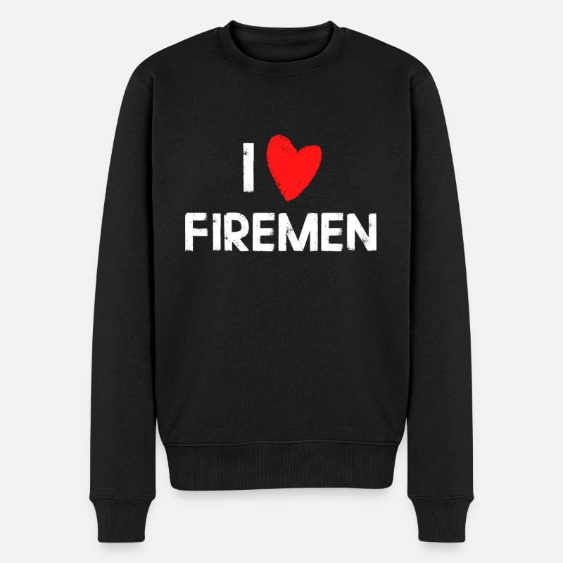 Ich liebe Feuerwehrleute - Männer Premium Bio Pullover - Schwarz