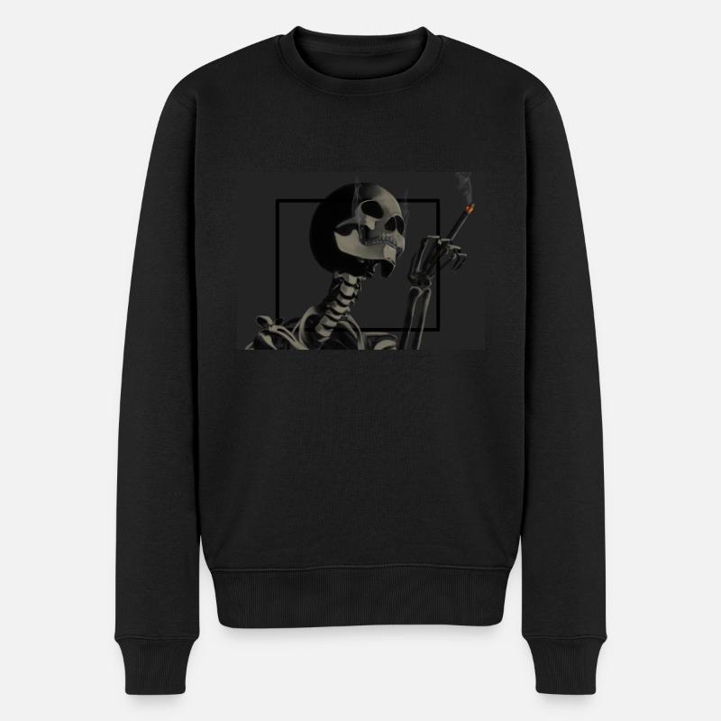 Skelett raucht Zigaretten - Männer Premium Bio Pullover - Schwarz