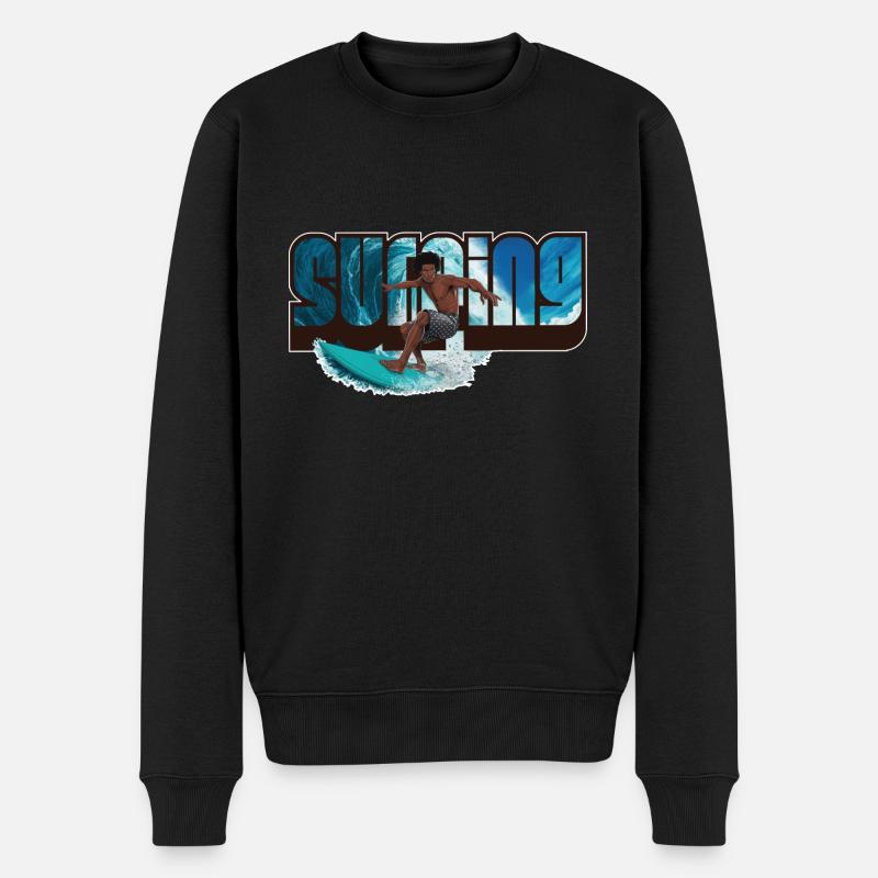 Surfing - Männer Premium Bio Pullover - Schwarz
