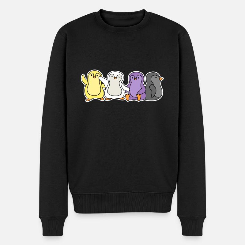 Non-binary flag penguin design for Enbys - Men's Premium Organic Jumper - black