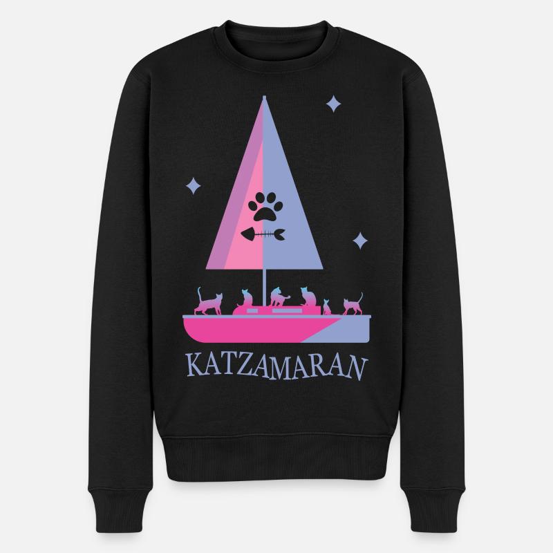 Katzamaran Boot - Männer Premium Bio Pullover - Schwarz