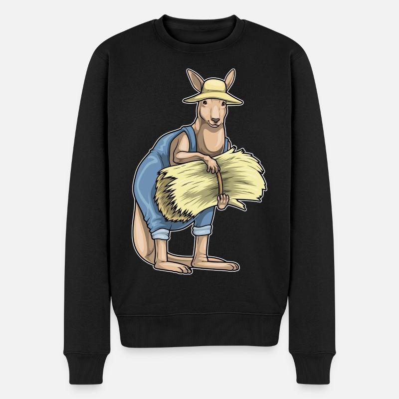 Kangaroo Farmer Straw - Men's Premium Organic Jumper - black