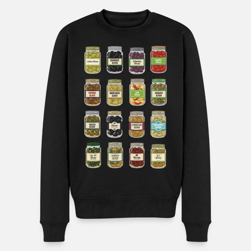 Oliven Im Glas - Männer Premium Bio Pullover - Schwarz