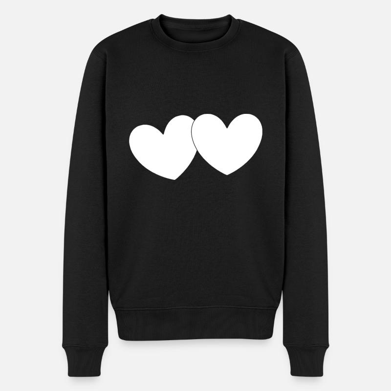 Cœur blanc Saint-Valentin - Pull Premium bio Homme - noir