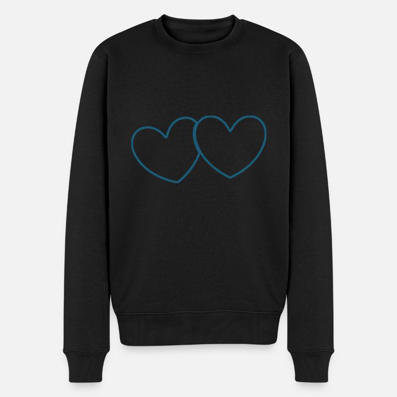 Coeur bleu Saint-Valentin - Pull Premium bio Homme - noir
