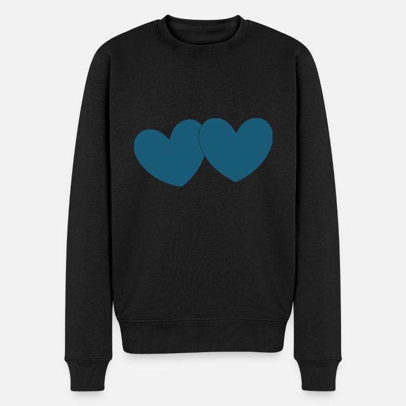 Coeur bleu 2 coeurs Saint-Valentin - Pull Premium bio Homme - noir