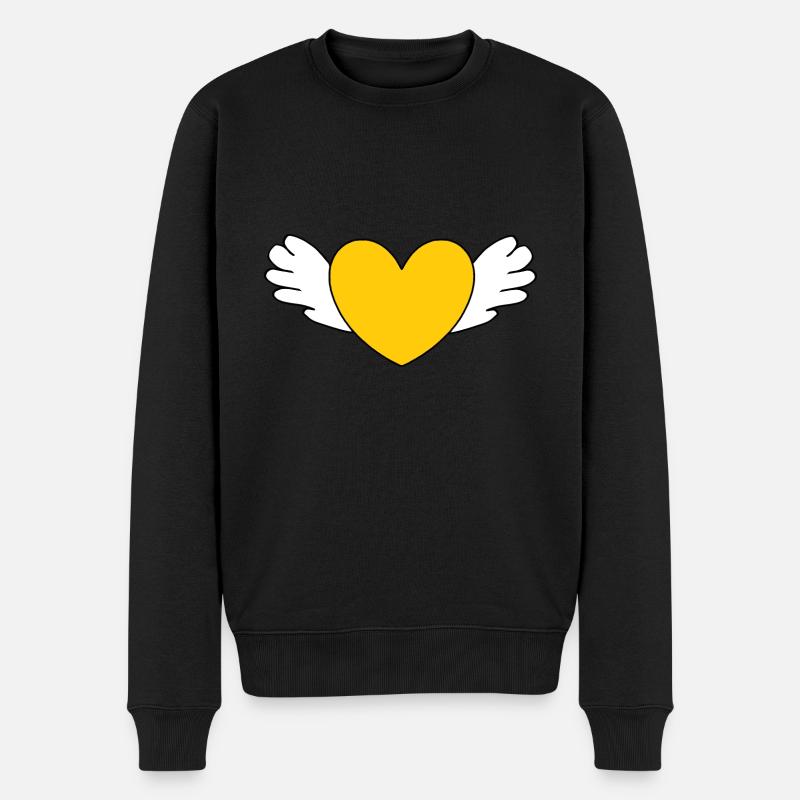 Herz gelb Valentinstag - Männer Premium Bio Pullover - Schwarz