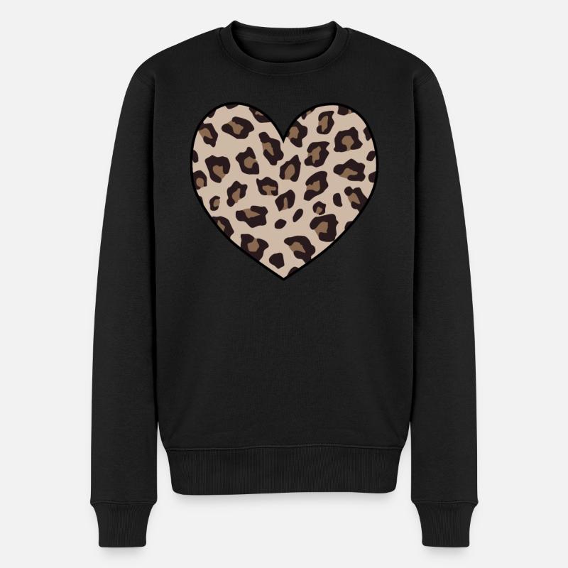 Leopard Print Heart Shape Animal Cheetah Print - Pull Premium bio Homme - noir