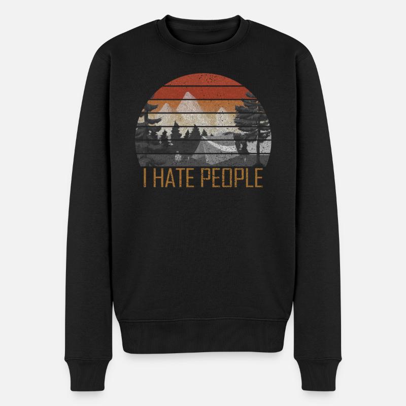 Ich hasse Menschen, die ich liebe Camping Vintage - Männer Premium Bio Pullover - Schwarz