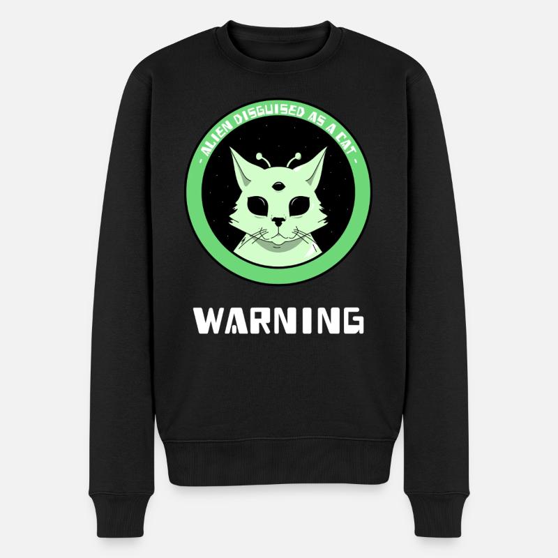 Warnung! Alien verkleidet als Katze - Männer Premium Bio Pullover - Schwarz